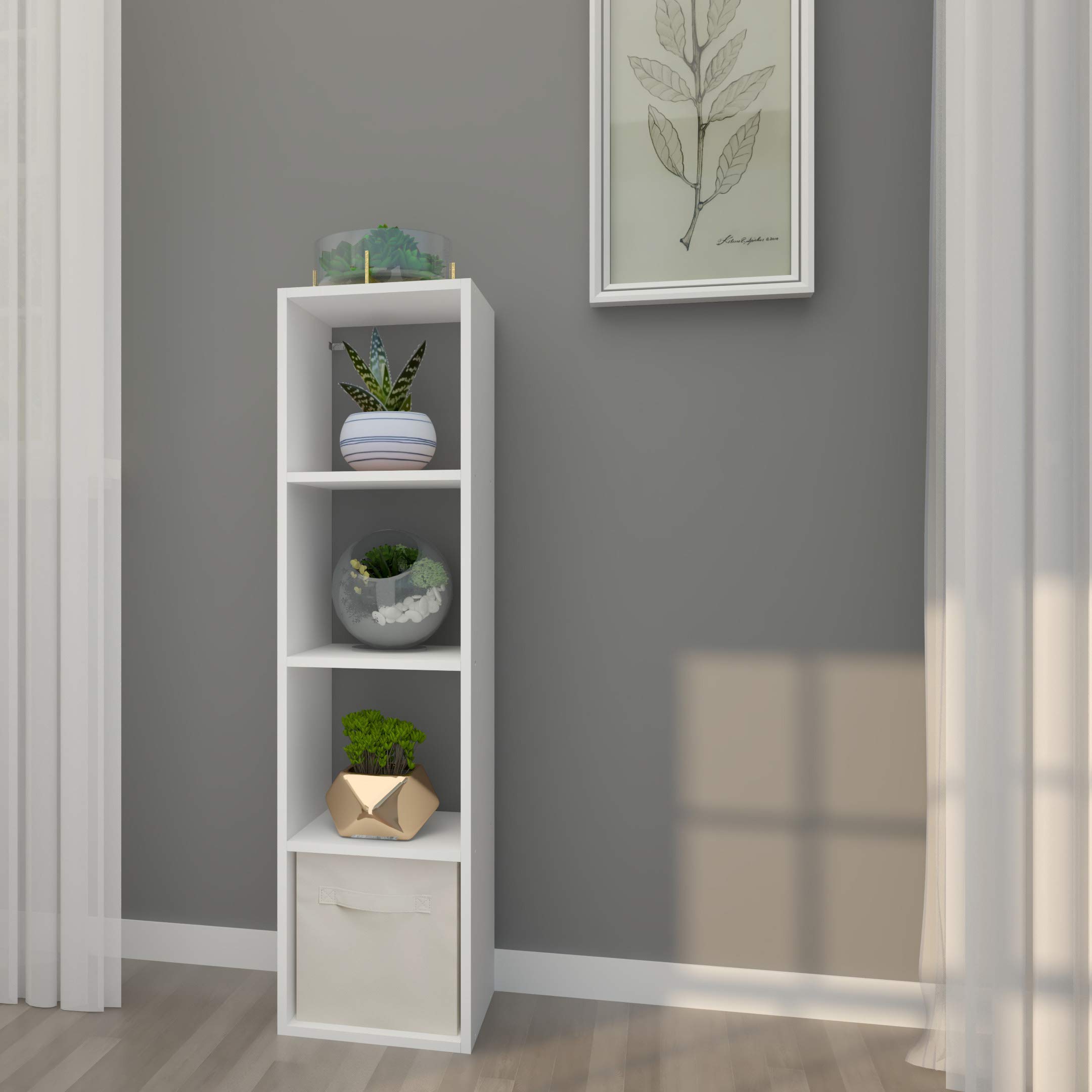 LETMOBEL 4-Cube Storage Organizer Shelf - White | DIY Cube Bookcase for Bedroom, Living Room, Office | Modular Cubical Storage Unit for Books, Toys, Decor | Perfect for Home Organization & Space Saving