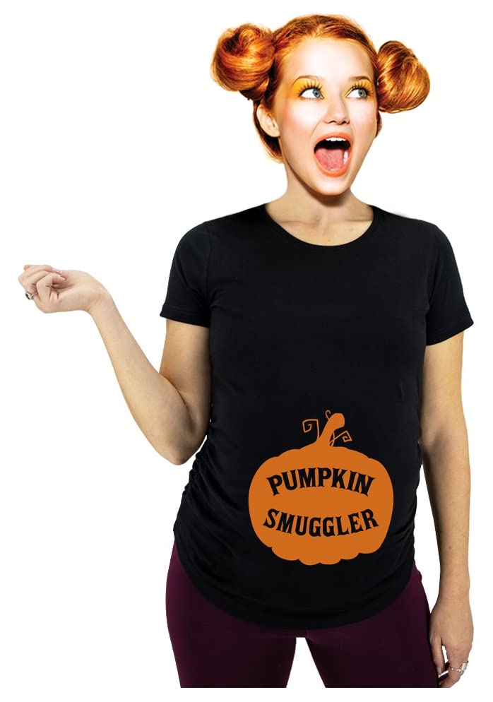 Funny Halloween Maternity Shirt - Pumpkin Skeleton Pregnant Costume T-Shirt for Women | Cute Pregnancy Outfit for Halloween Parties & Photo Shoots