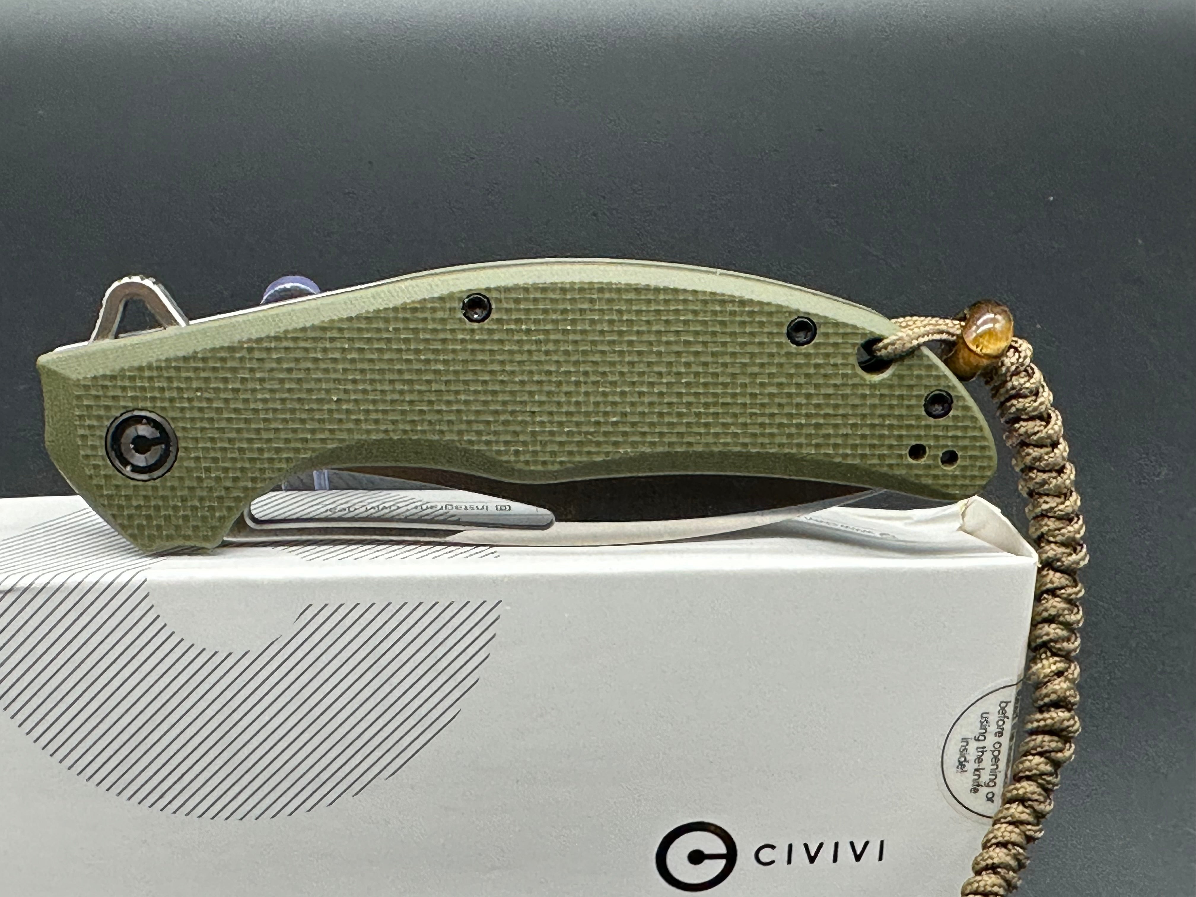 Civivi Vexer Folding Knife - OD Green D2 Steel Blade with Lanyard - EDC Pocket Knife for Camping, Hiking & Outdoor Adventures