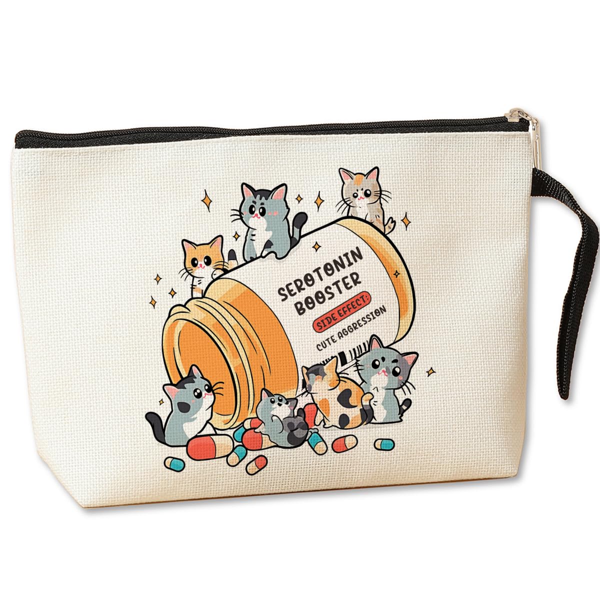 Cat Mom Gifts for Women - Cute Cat Themed Makeup Bag for Cat Lovers, Pet Owners & Mental Health Awareness - Perfect Birthday Gift for Sister, Friend or Self Love - Waterproof Cosmetic Toiletry Bag for Travel, Gym & Daily Use