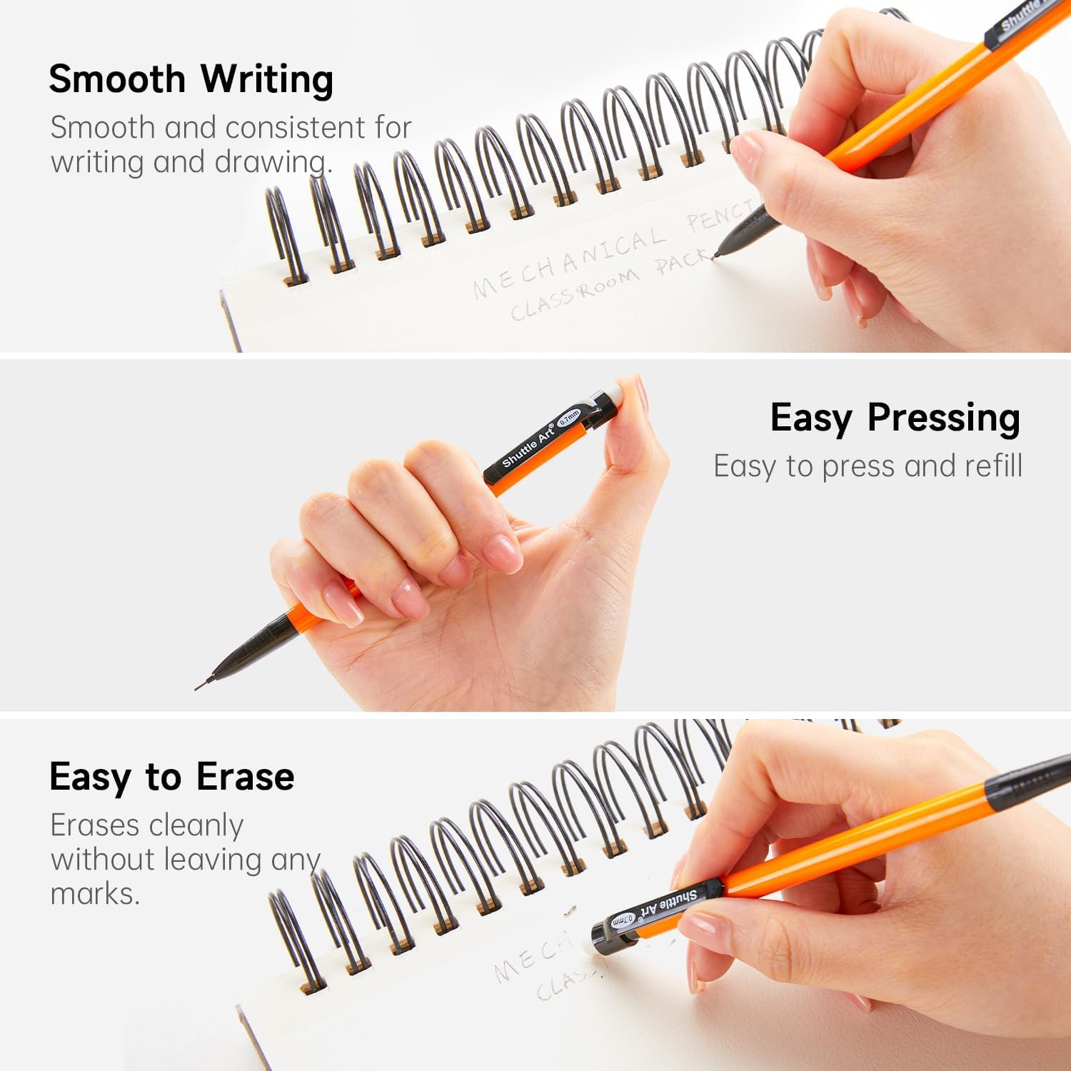 Shuttle Art 72-Pack Premium White Erasers & 84-Pack Bulk Mechanical Pencils Bundle - School Supplies for Students, Office & Art Projects