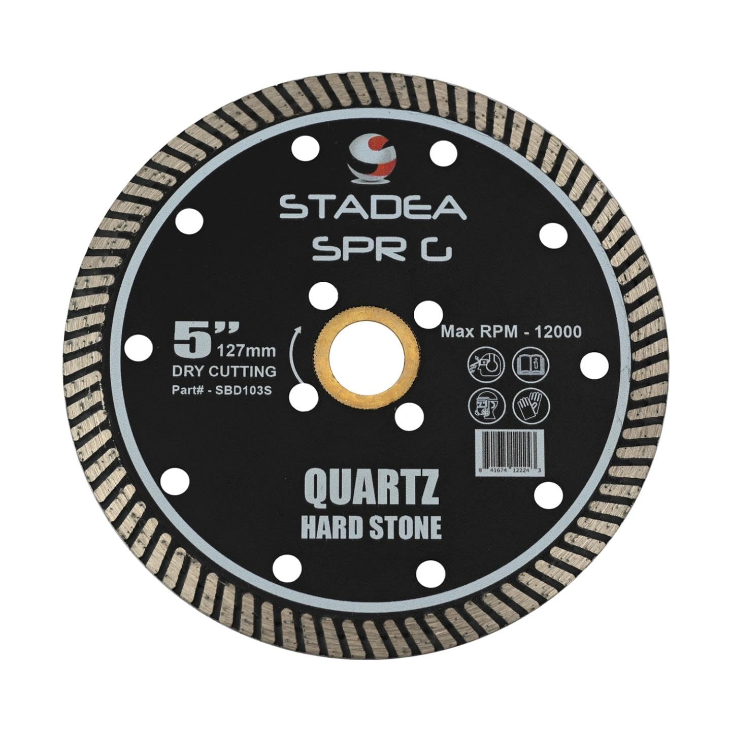 Stadea SBD103S 5-Inch Diamond Saw Blade for Angle Grinder - Continuous Turbo Rim for Dry Cutting Granite, Marble, Hard Stone (8mm Segments) - Perfect for Tile, Masonry, and Concrete Cutting Projects