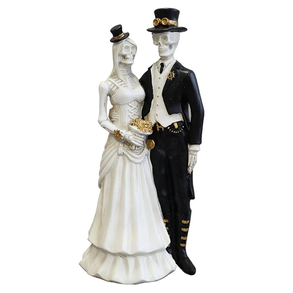 JTLB Halloween Skeleton Decorations - Bride & Groom Couple Skull Ornaments for Indoor/Outdoor Scary Decor | Perfect for Halloween Party, Yard Display & Spooky Home Decor