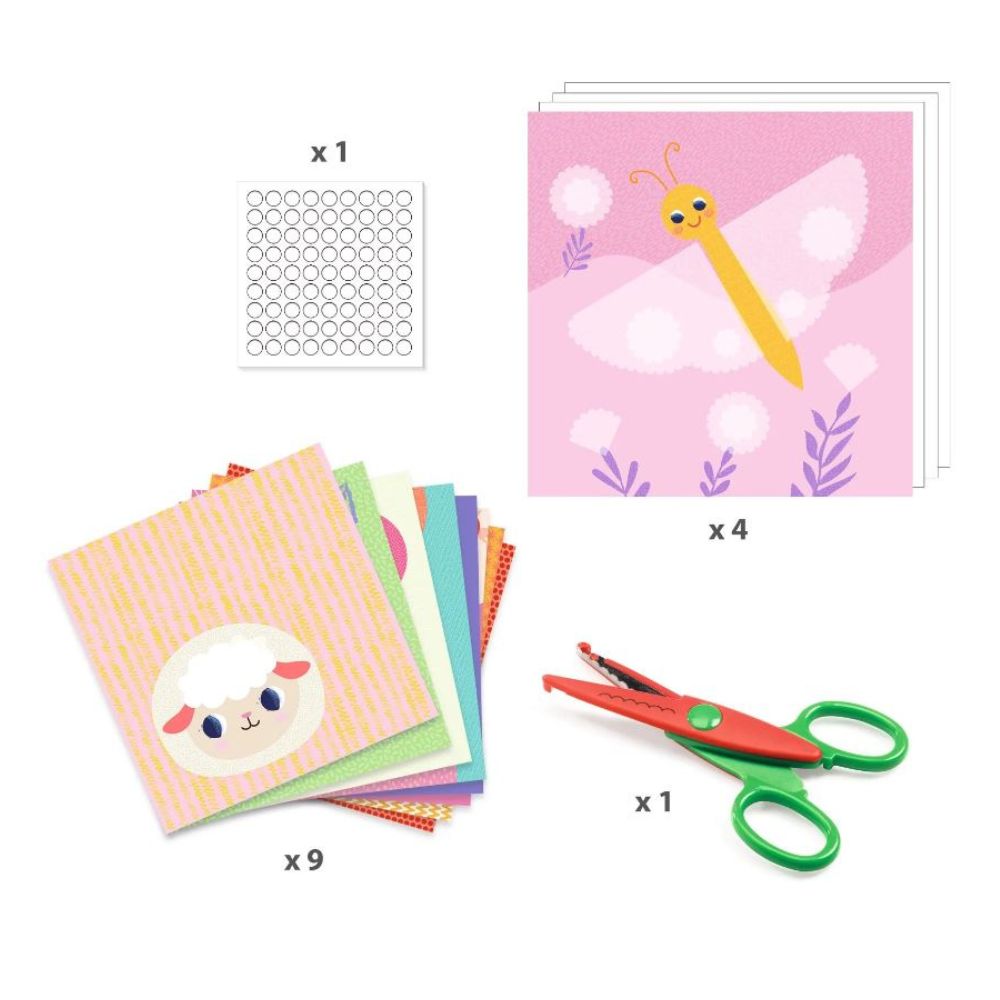 Djeco Crinkle Cutting Collage Kit for Kids - Creative Art & Craft Supplies for Scrapbooking, DIY Projects & Classroom Activities