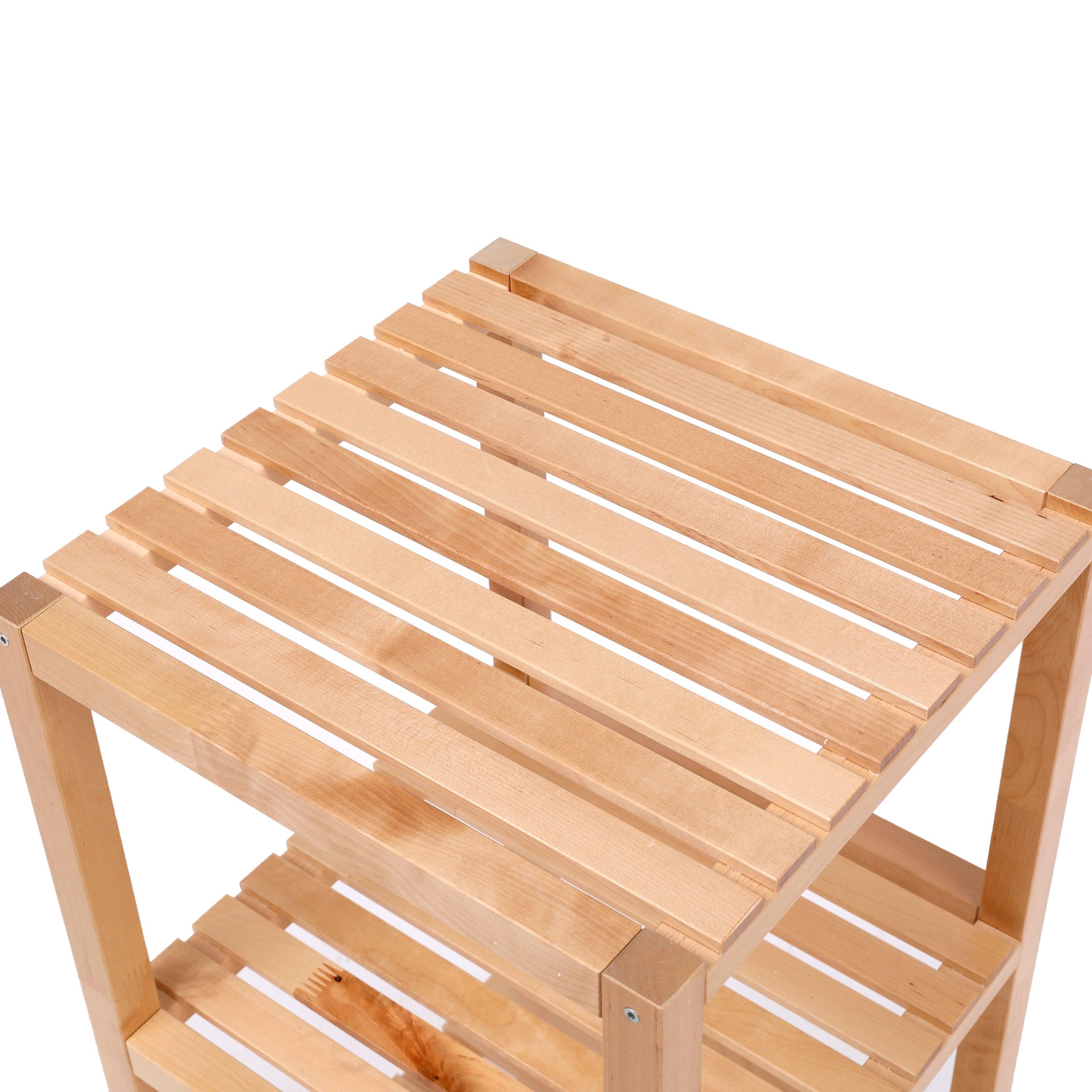 2 Tier Birch Bathroom Shelf - Narrow Multifunctional Storage Rack for Kitchen, Living Room, Bedroom, Entryway & Bathroom - Natural Wood Corner Shelving Unit | Perfect for Small Spaces, Organizing Essentials & Home Decor