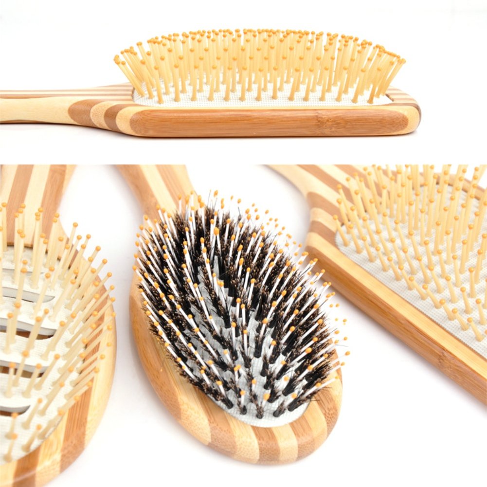 Bamboo Air Cushion Hair Brush - Anti-Static Scalp Massage Comb with Elastic Airbag, Solid Wood Detangling Styling Tool for Home Salon & Relaxation - Promotes Blood Circulation & Reduces Stress - Perfect for Daily Hair Care, Styling & Head Massage Therapy