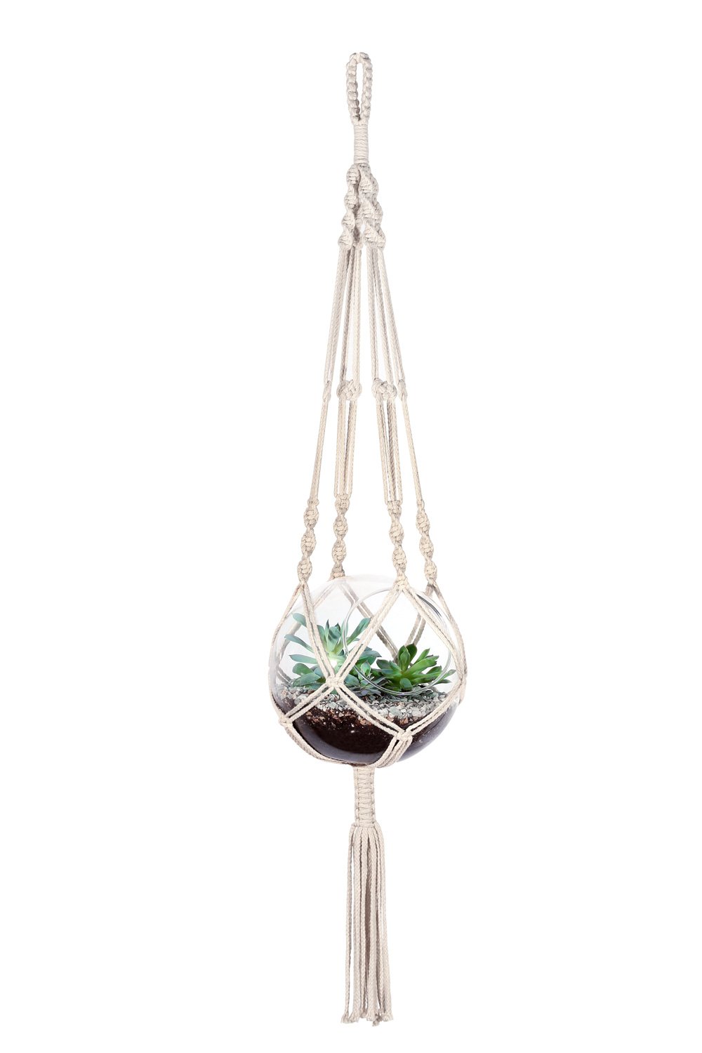 Mkono Macrame Plant Hanger - 41 Inch Cotton Rope Hanging Planter Basket with 4 Legs for Indoor Outdoor Plants | Boho Home Decor, Living Room, Patio, Garden Decorations