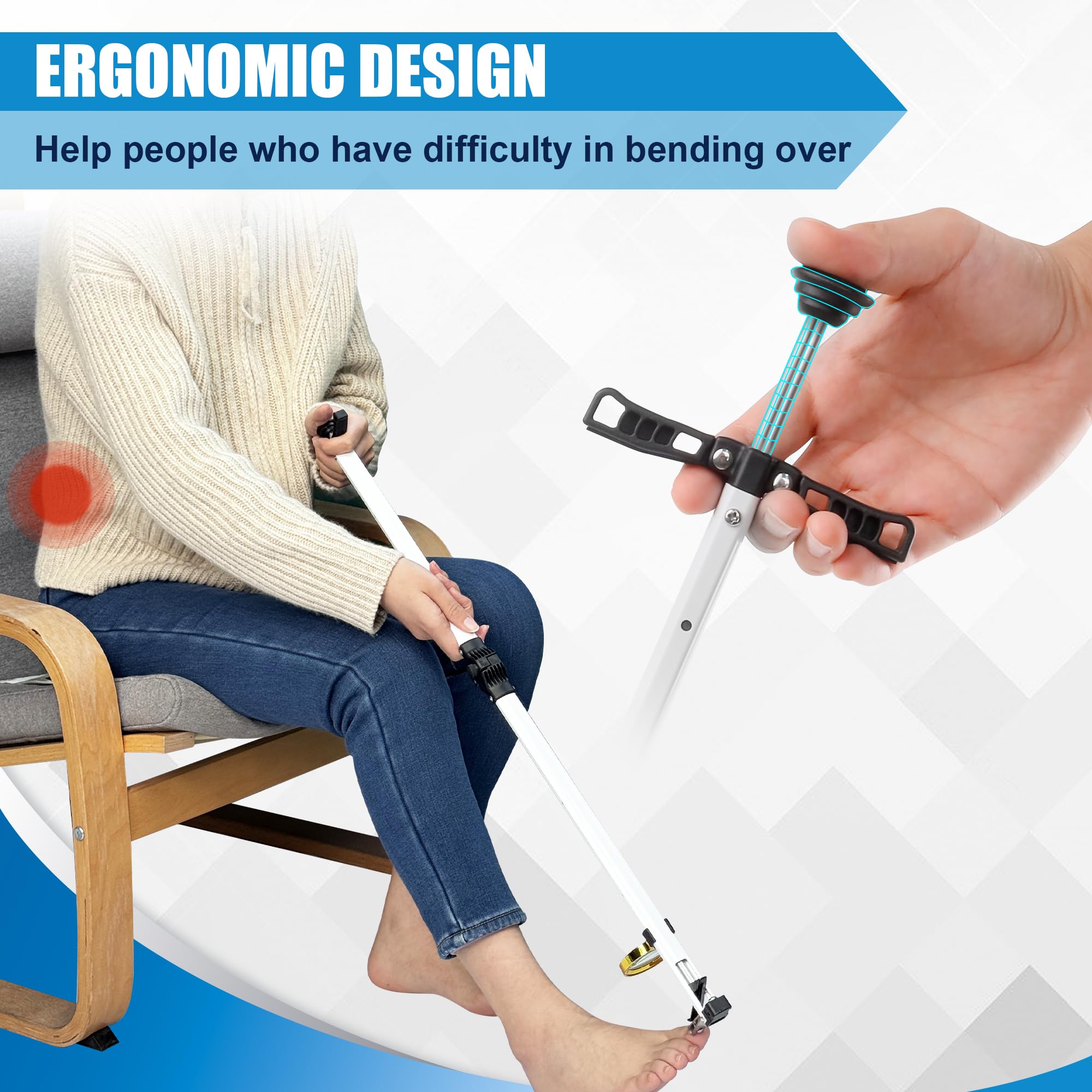Extra Long Handle Toenail Clippers for Seniors & Thick Nails - 32