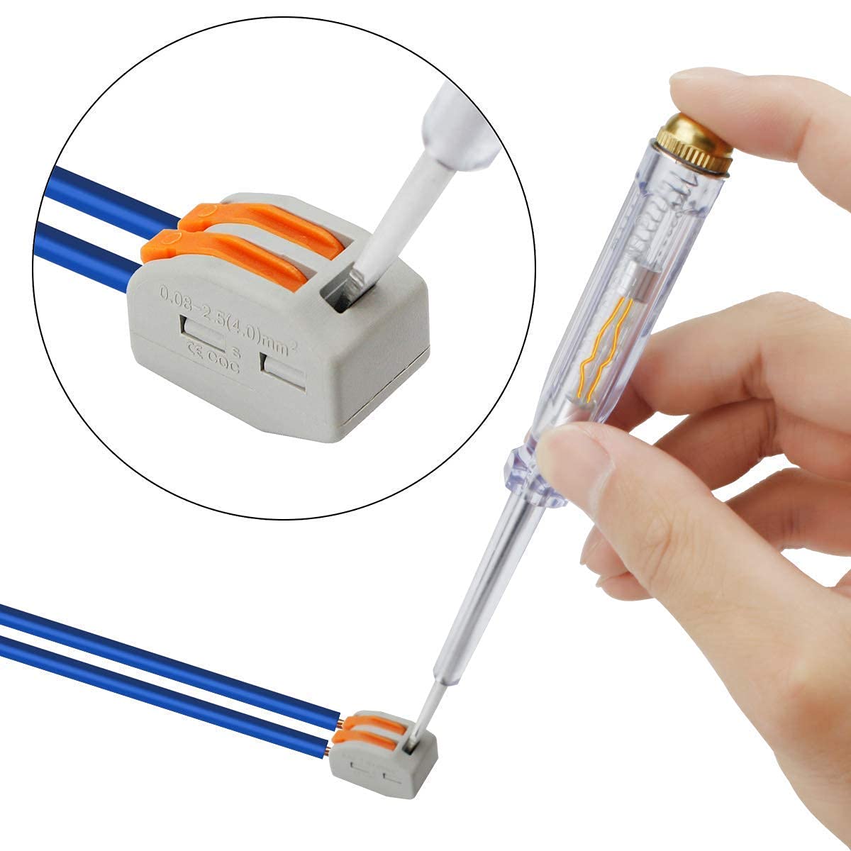 Lever Wire Connectors 50 Pack - 2 Port Compact Electrical Connectors for Secure Wiring - Ideal for DIY Projects, Home Electrical Repairs, and Professional Installations