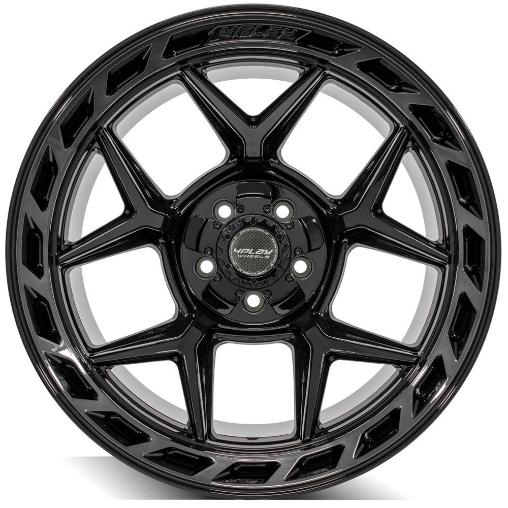 4Play Gen3 4P55 Gloss Black Wheels 20x12.0 with Brushed Face & Tinted Clear - 5x127/5x139.7mm Bolt Pattern, 87.1mm Hub - Perfect for Off-Road Trucks and SUVs