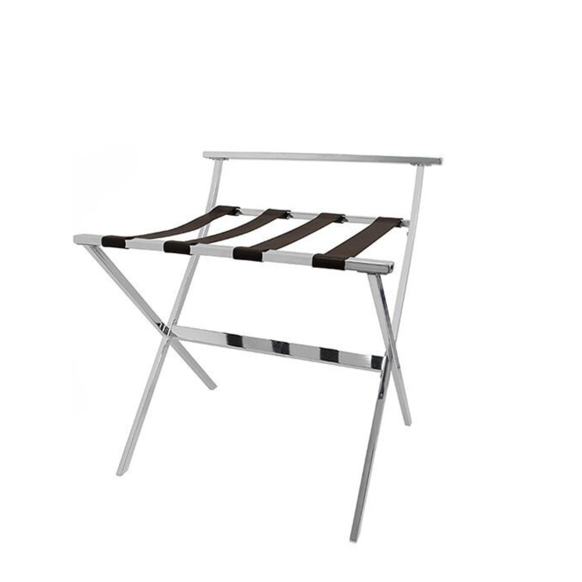 FOH London Luggage Rack with Back - 2 Pack | Heavy Duty Metal Suitcase Stand for Hotels, Bedrooms & Entryways | Space Saving Travel Storage Solution