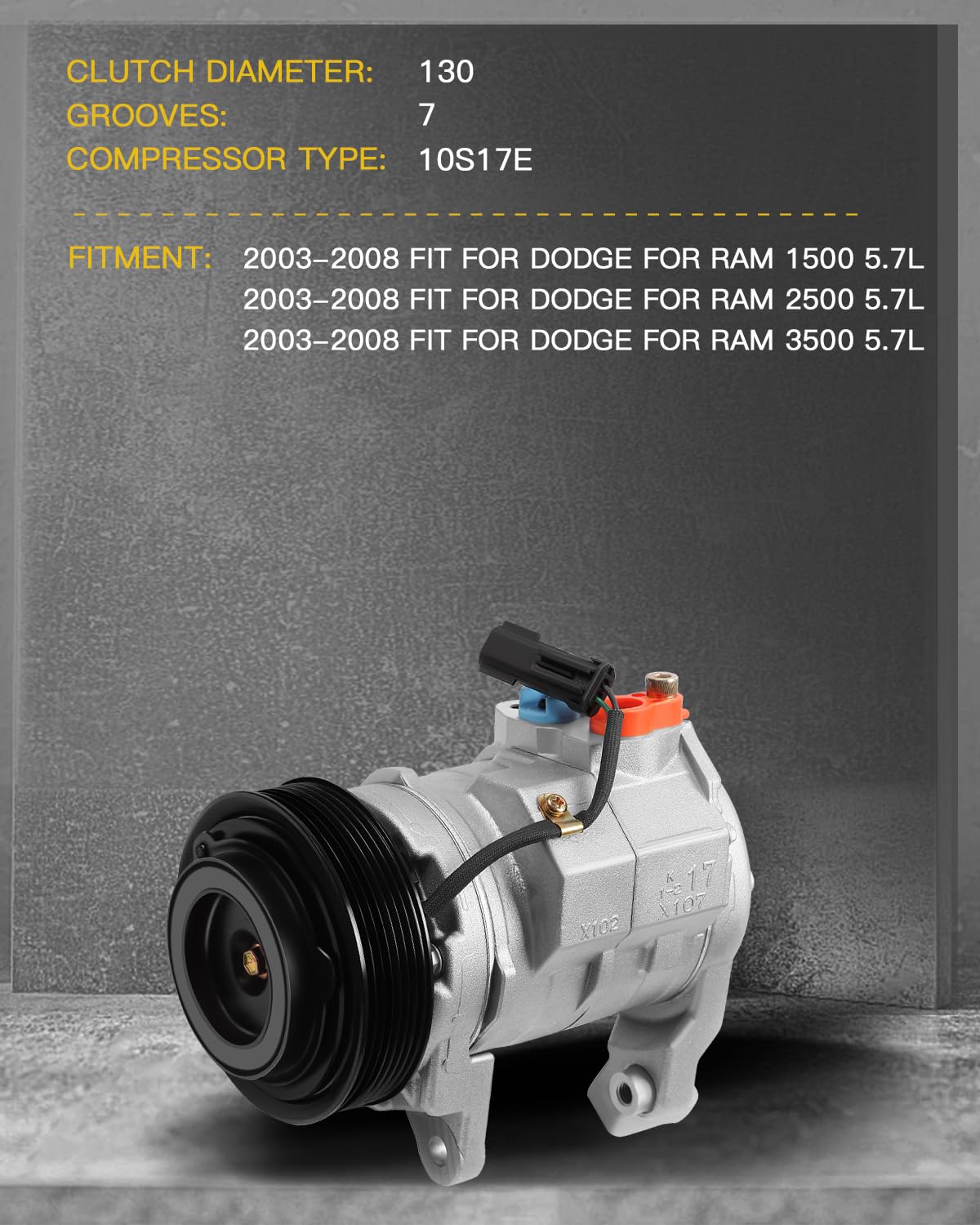 INEEDUP Air Conditioner Compressor for 2003-2008 Dodge Ram 1500 2500 3500 4000 5.7L V8 - Perfect for Summer Cooling & AC System Repair