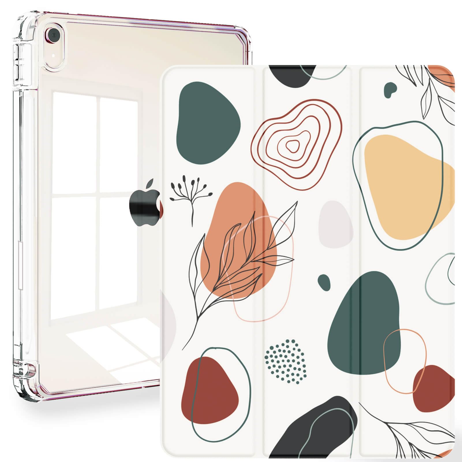 Feams Slim Clear Case for iPad Air 11-inch (M3 2025/M2 2024) & iPad Air 10.9-inch (5th/4th Gen) - Lightweight Protective Cover with Pencil Holder, Auto Sleep/Wake & Abstract Art Design - Perfect for Work, School & Travel