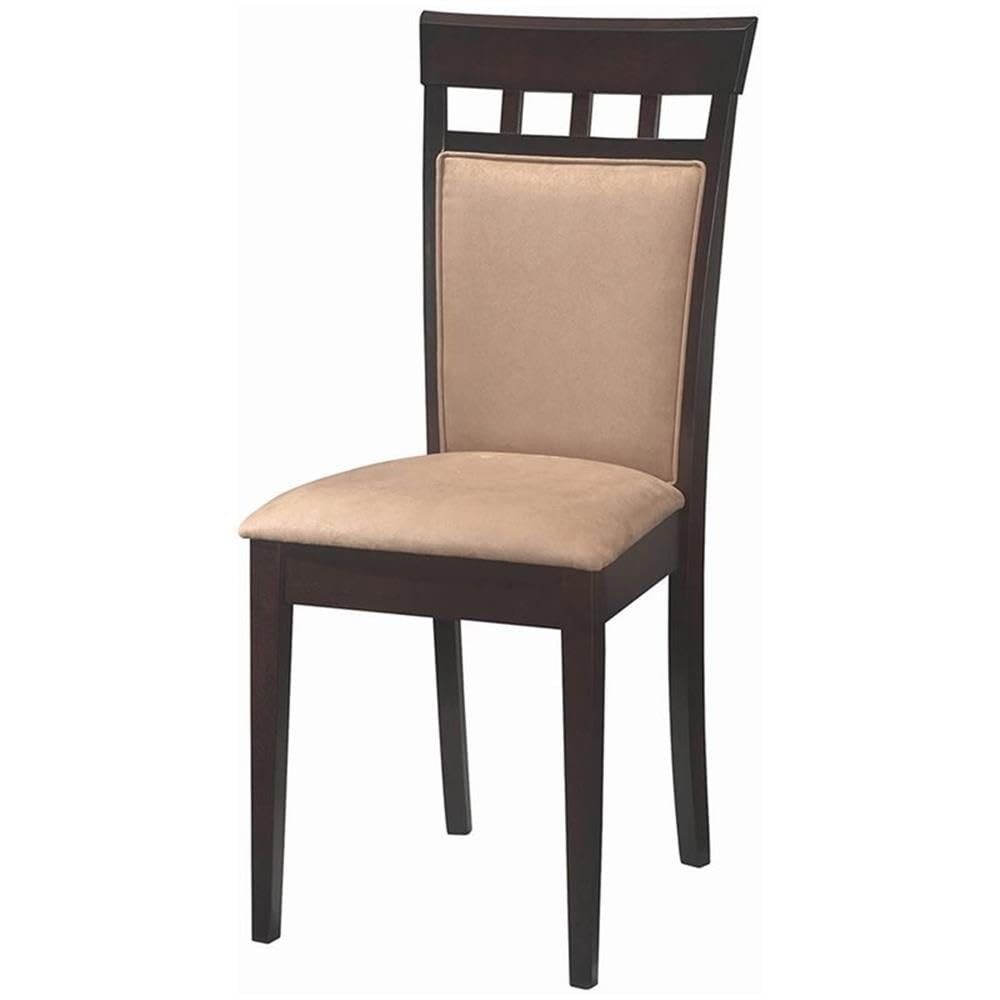 Coaster Gabriel Upholstered Dining Side Chairs - Set of 2 in Cappuccino & Tan | Comfortable Kitchen & Dining Room Seating for Family Meals & Entertaining