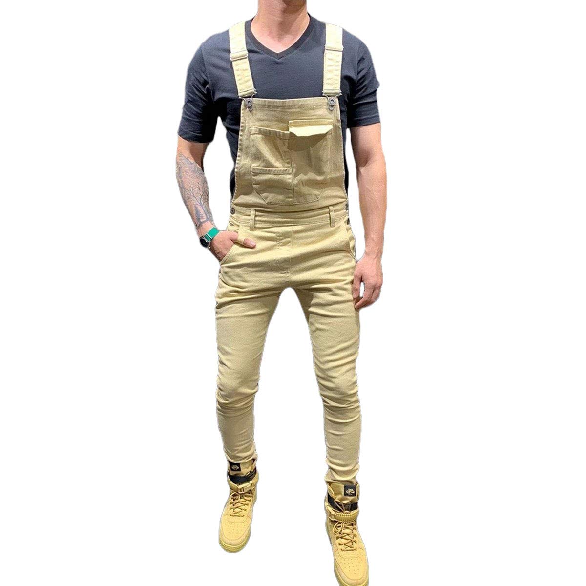 Men's Slim Fit Denim Bib Overalls - Fashionable Workwear Jumpsuit with Pockets | Durable & Comfortable for Work, Outdoor Activities & Casual Wear