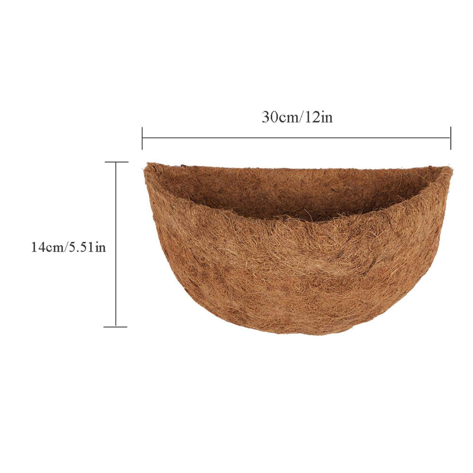 Half Round Coco Liner for Planters - 12 Inch Brown Replacement Hanging Basket Liners for Wall Flower Pots, Circle Planters & Balcony Gardens | Perfect for Home Decor, Gardening & Outdoor Plant Displays (10x12x14 Inches)