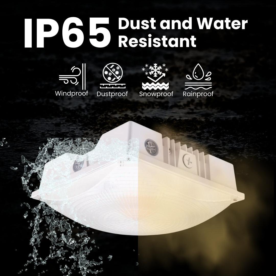 60W LED Canopy Light - Outdoor Parking Garage Light - PGD White - UL & DLC 5.1 Certified - Energy Efficient Lighting for Commercial & Industrial Spaces