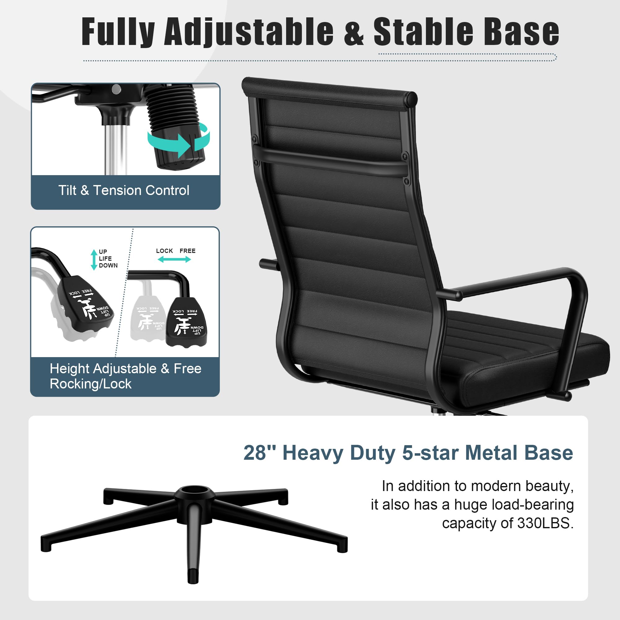 Premium Ergonomic Office Chair - Okeysen Leather Executive Desk Chair with Adjustable Height, Swivel & Rolling Wheels for Home Office, Conference Room & Workspace Comfort