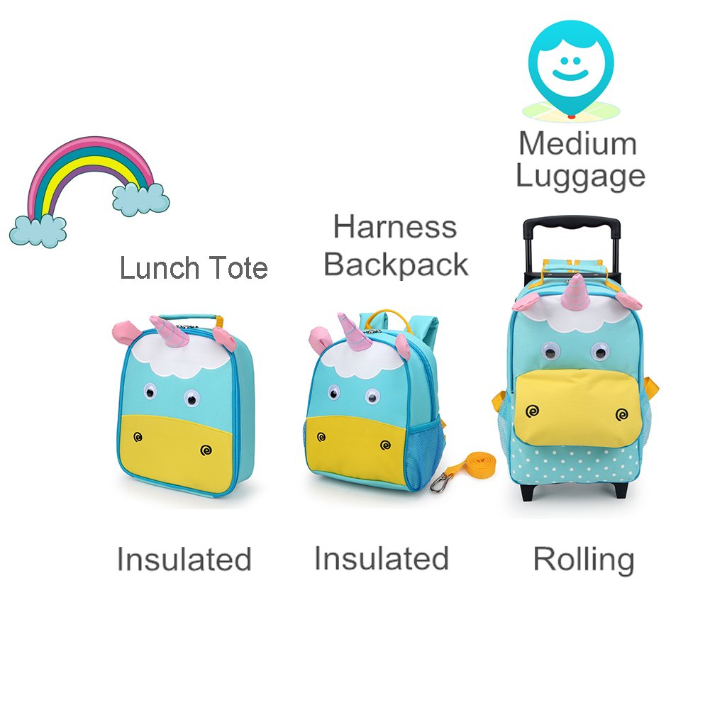 Yodo 3-Way Kids Suitcase Luggage with Wheels - Toddler Rolling Backpack for Travel, School & Daycare | Carry-On, Ride-On & Pull-Along Functionality for Boys & Girls