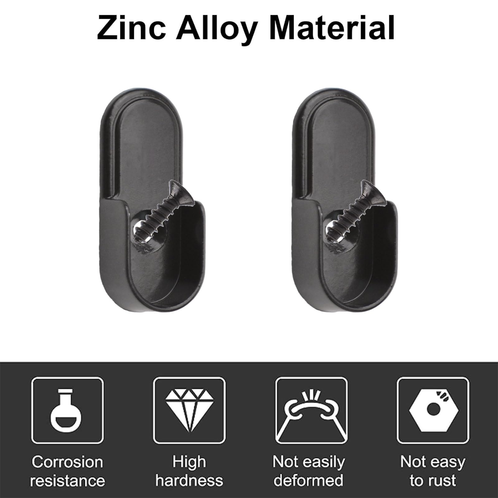 INCREWAY 6PCS Oval Closet Rod Supports - Heavy Duty Zinc Alloy Wardrobe Brackets, Wall Mounted Pipe Flange Bracket & Curtain Pole End Supports for Closet Organization (Black) - Perfect for Bedroom, Walk-in Closet and Home Storage Solutions