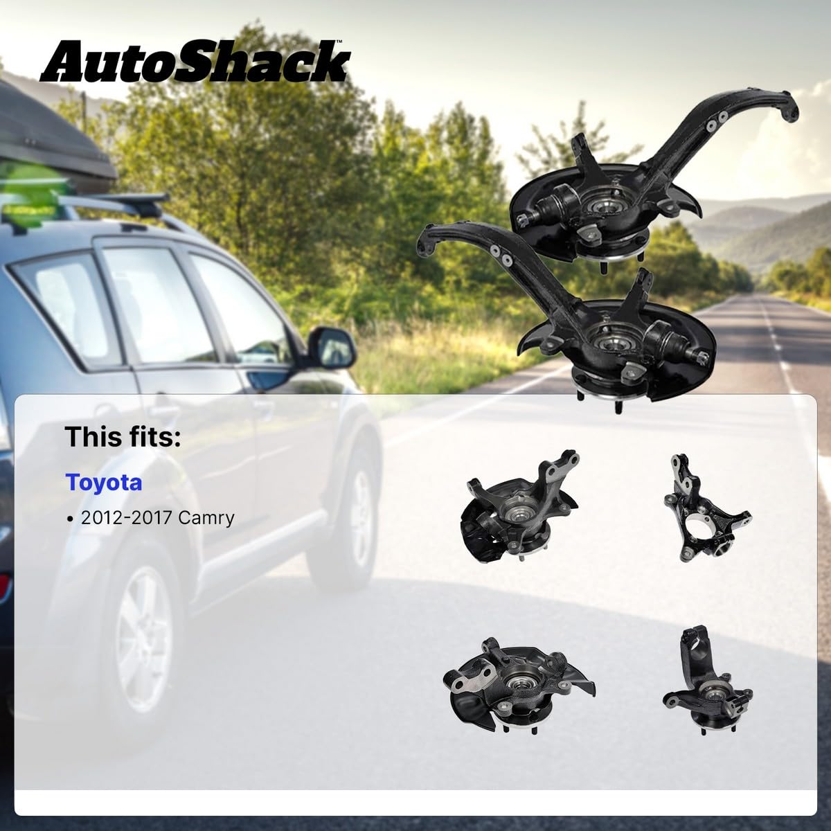 AutoShack Front Steering Knuckles & Wheel Bearing Hub Assembly - Pair of 2 (Driver & Passenger Side) for 2012-2017 Toyota Camry 2.5L FWD - Replacement Part KN798384PR - Perfect for Smooth Steering & Wheel Alignment Repair