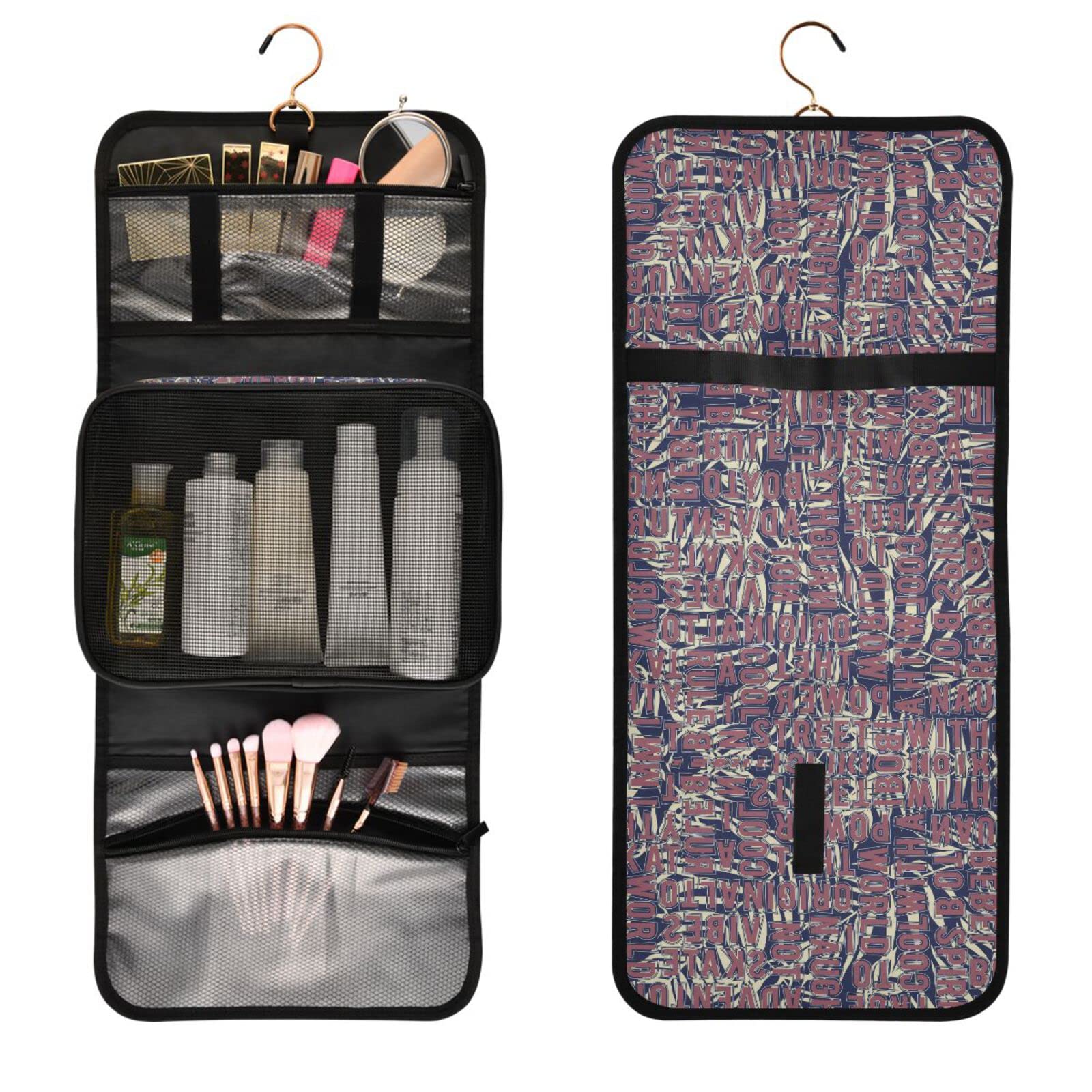Susiyo 3-Piece Alphabet Letters Palm Leaf Toiletry Bag Set - Portable Travel Cosmetic Case & Makeup Brush Organizer for Women & Girls | Perfect for Vacation, Gym, Beach Trips & Daily Essentials Storage