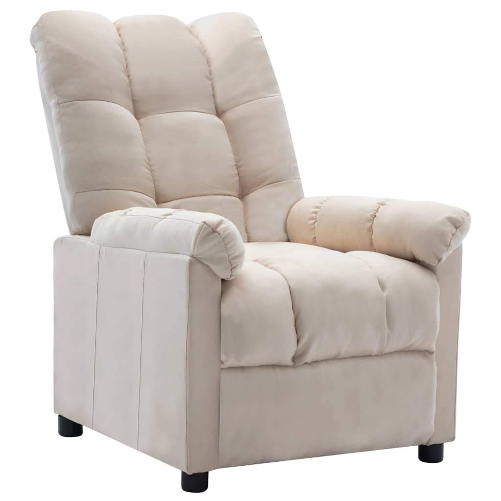 Comfortable Recliner Chair for Living Room - Adjustable Home Theater Seating, Single Recliner Sofa with Padded Seat & Push Back Design - Cream Fabric Armchair for Relaxing, Watching TV & Napping