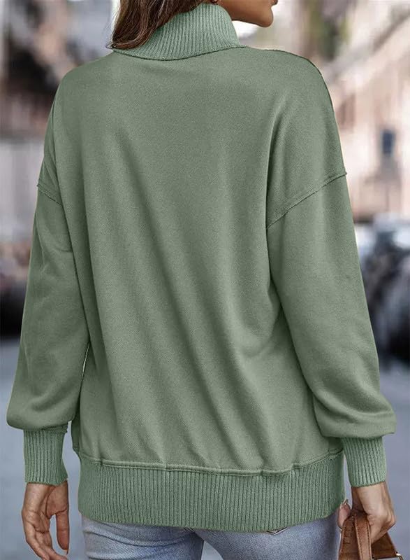 SHEWIN Women's Casual Long Sleeve Lightweight Button-Up Loose Pullover Sweatshirt Top - Comfortable Fall & Winter Fashion for Everyday Wear, Work, and Outdoor Activities