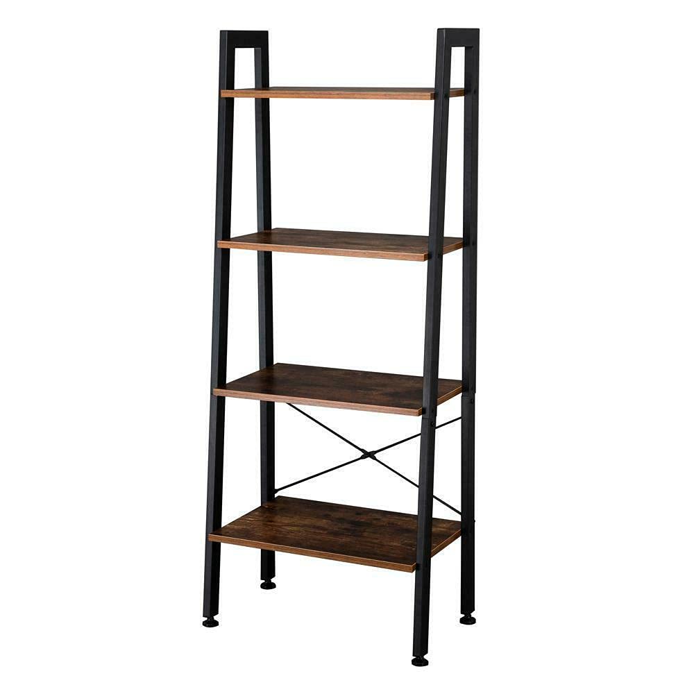 Vintage 4-Tier Ladder Shelf - Rustic Bookshelf & Storage Rack for Office, Bathroom, Bedroom - Wall Mounted Shelving Unit for Books, Decor & Organizing - Perfect for Small Space Storage & Home Decor Clearance