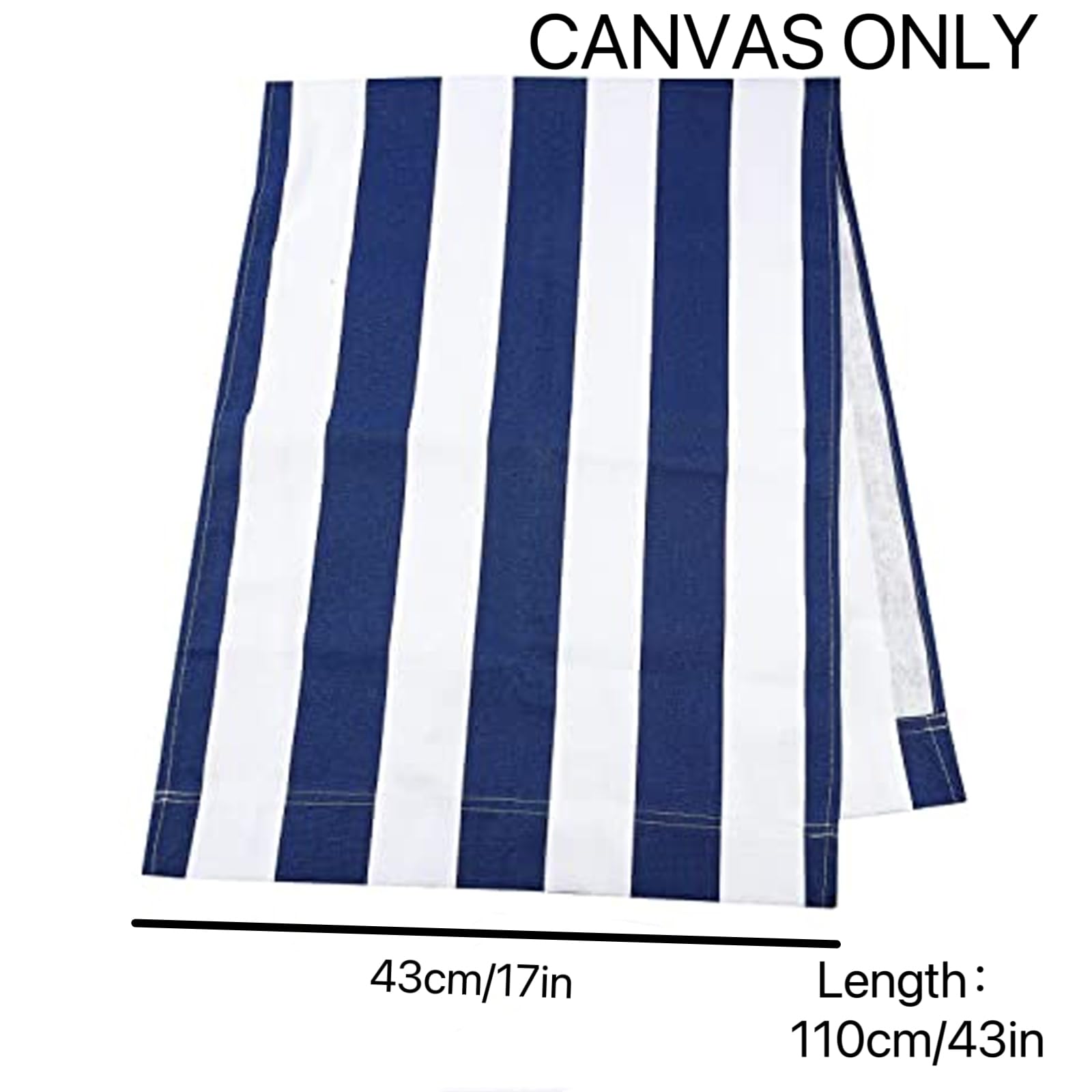 Blue and White Striped Sling Chair Replacement Fabric - Heavy Duty Canvas for Beach, Patio & Deck Chairs - Perfect for Sunbathing, Courtyard Relaxation & Outdoor Lounging