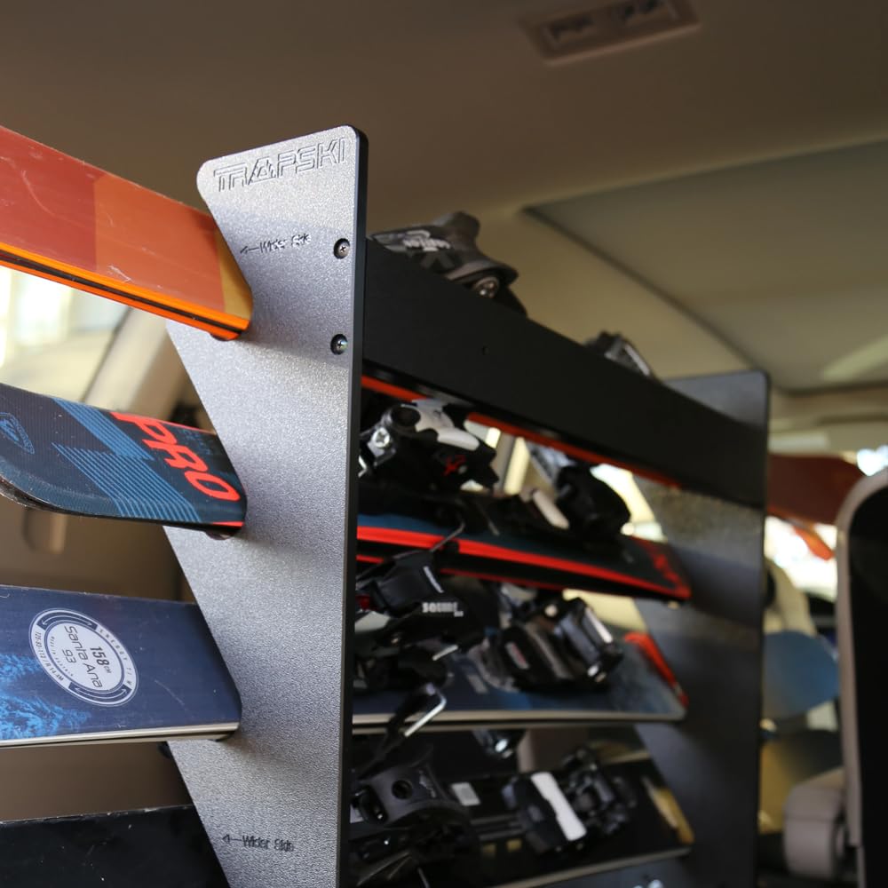 TRAPSKI Ski Rack Tower with Security Strap - SUV/Van Ski Carrier Organizer | Heavy-Duty HDPE Plastic Ski Holder for SUVs, Minivans, Crossovers & Hatchbacks | Made in USA | Perfect for Winter Sports & Road Trips
