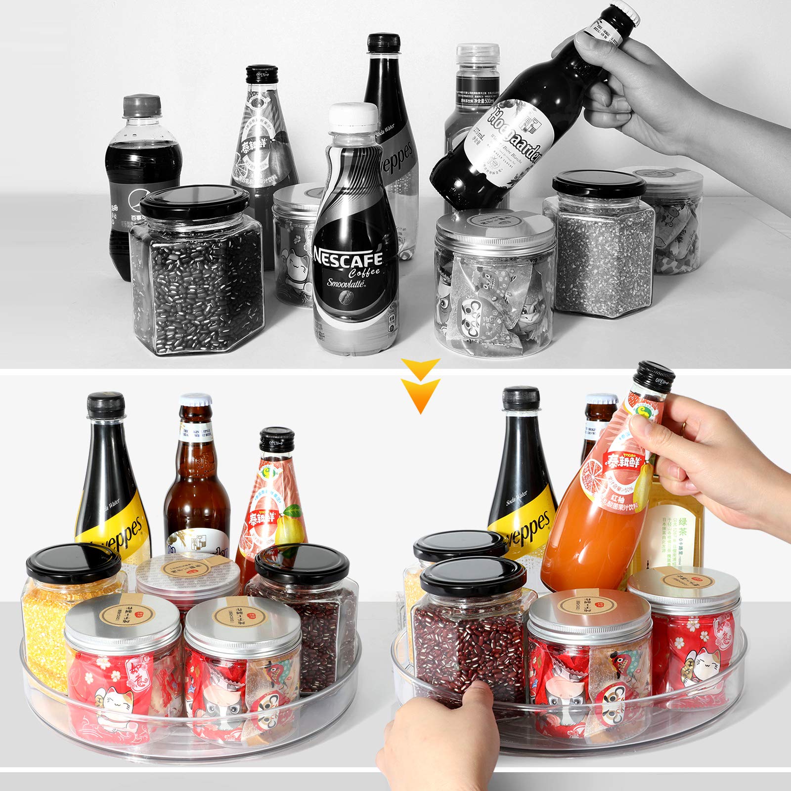 11 Inch Clear Lazy Susan Turntable Organizer for Spices, Condiments & Storage - Perfect for Kitchen Cabinet, Fridge, Countertop, Pantry & Bathroom Organization