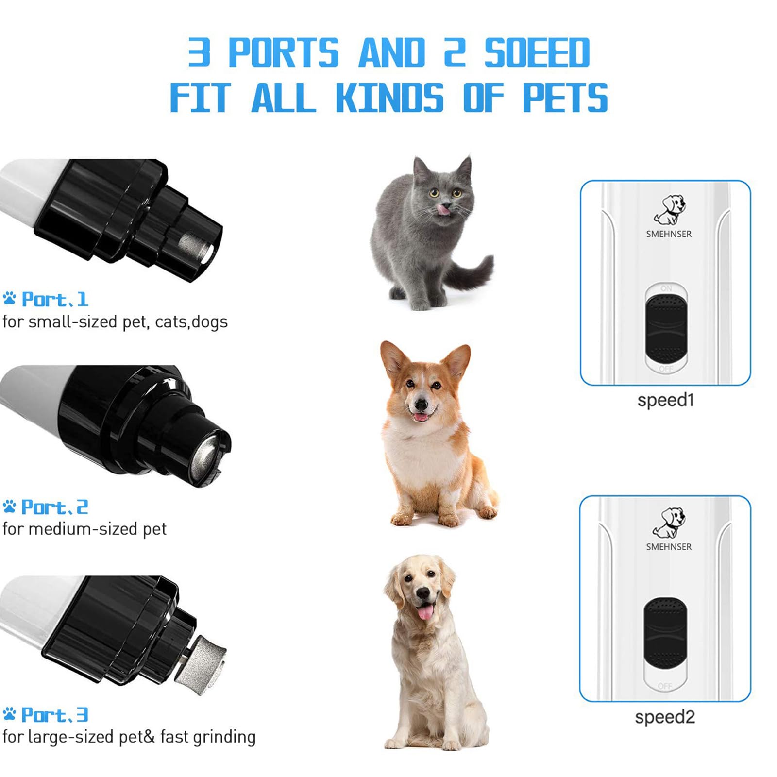 Silent Grind Pro Electric Dog Nail Trimmer - Rechargeable & Super Quiet Pet Nail Grinder for Small to Large Dogs - Professional Dog Grooming Tool for Safe & Easy Nail Care at Home - Perfect for Anxious Pets & Puppy Training