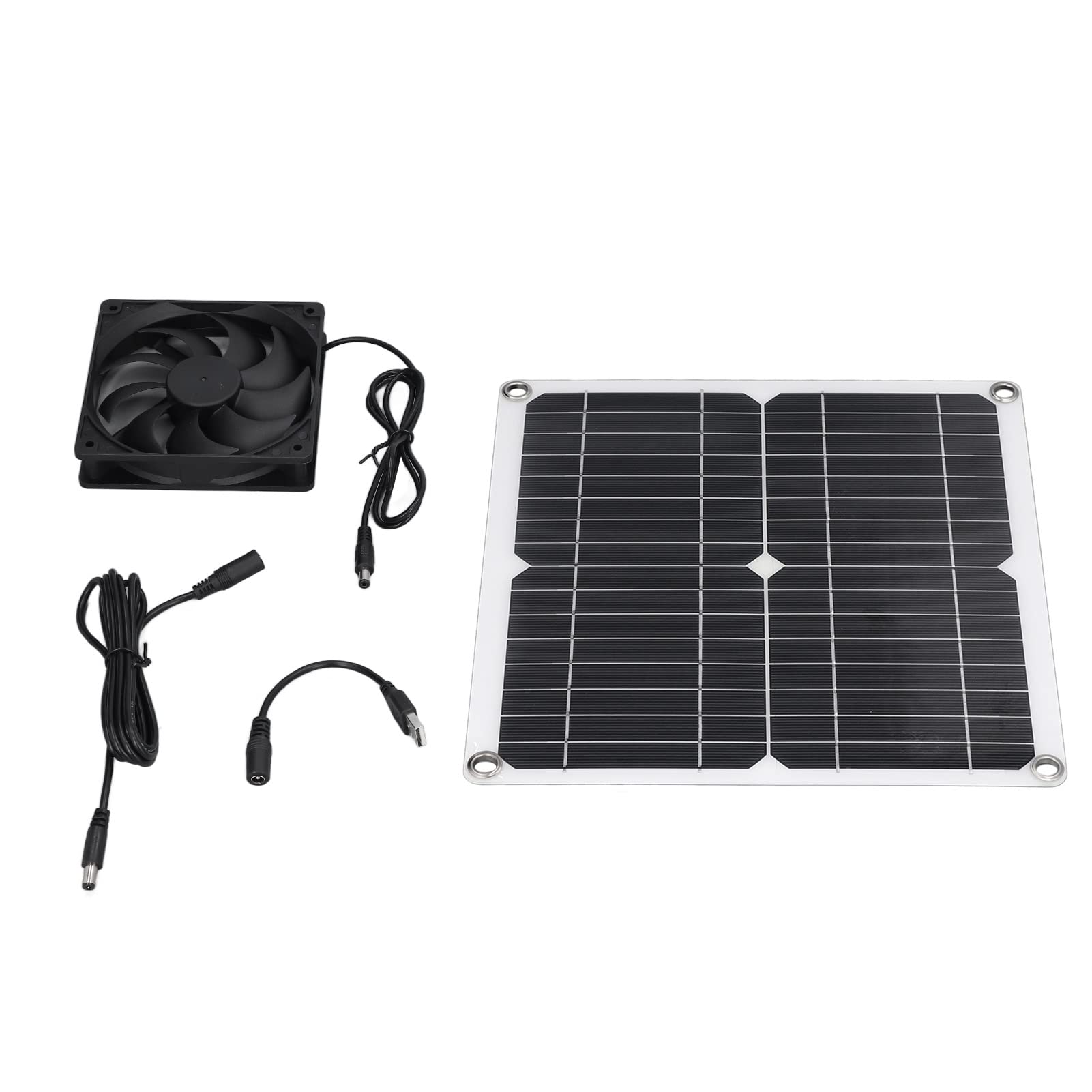 12W Solar Powered Exhaust Fan Kit with USB - Energy Efficient Ventilation for Greenhouses, Sheds, Pet Houses & Windows | Perfect for Cooling, Air Circulation & Odor Control