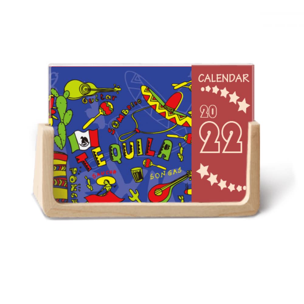 2022 Sombrero Guitar Chili Mexico Themed 12-Month Desk Calendar Planner - Perfect for Office, Home & Gift Giving