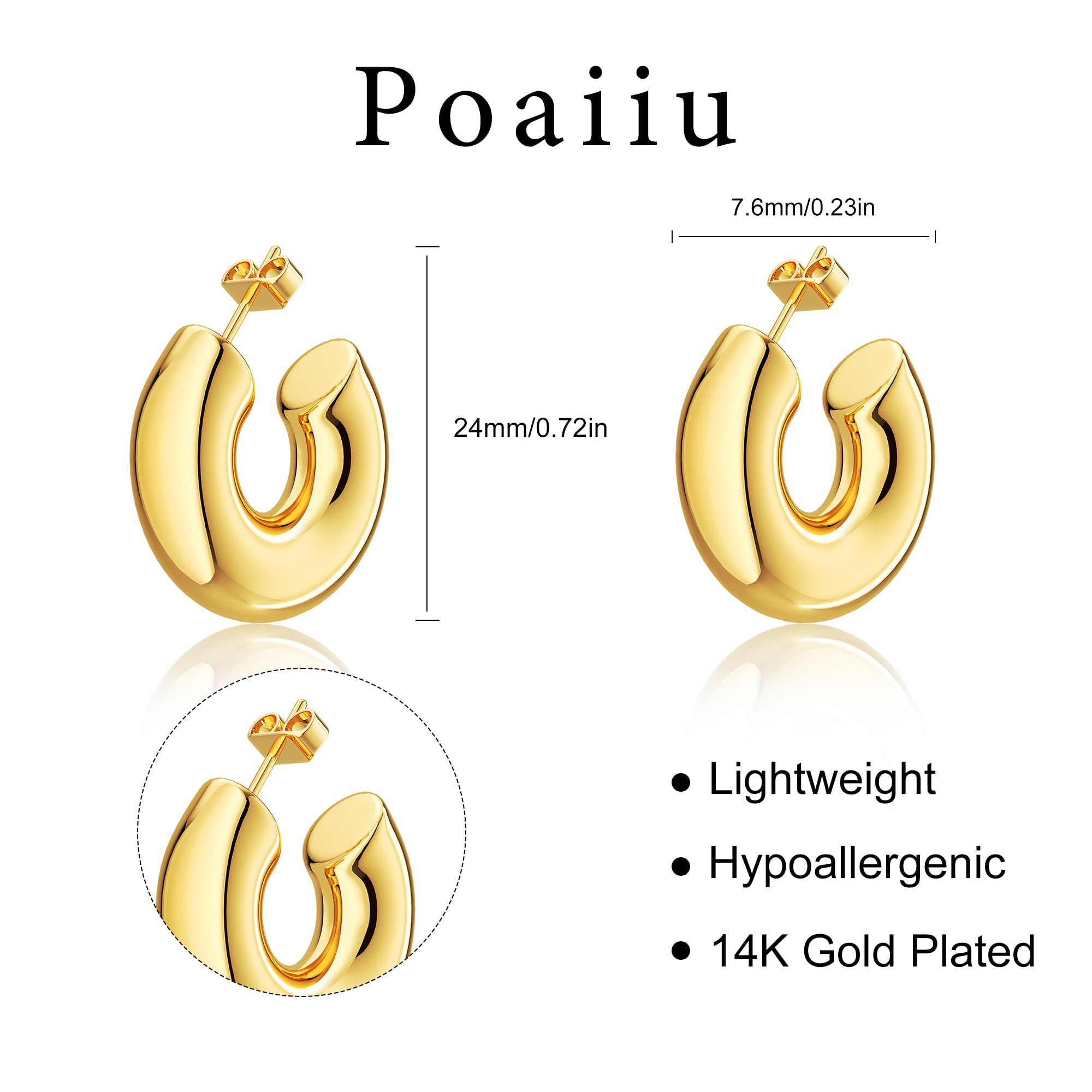 14K Gold Plated Chunky Hoop Earrings for Women | Lightweight Teardrop Dangle Earrings | Trendy Waterdrop Hoop Jewelry | Perfect for Parties, Weddings & Everyday Wear