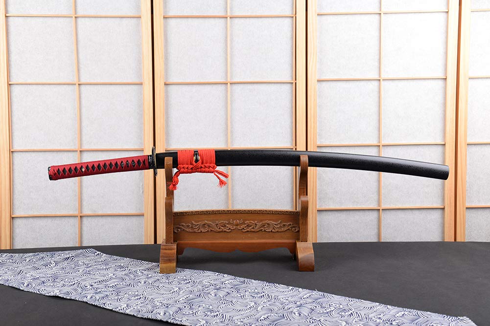 Handmade Clay Tempered Damascus Steel Japanese Samurai Katana Sword - Razor Sharp Full Tang Battle Ready Blade for Martial Arts Training, Cosplay & Collection | Authentic Japanese Sword for Display, Cutting Practice & Gift