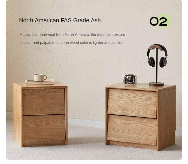 Solid Oak and Ash Wood Nightstand - Sturdy Bedside Table for Bedroom, Living Room, or Guest Room - Perfect for Storage and Decor