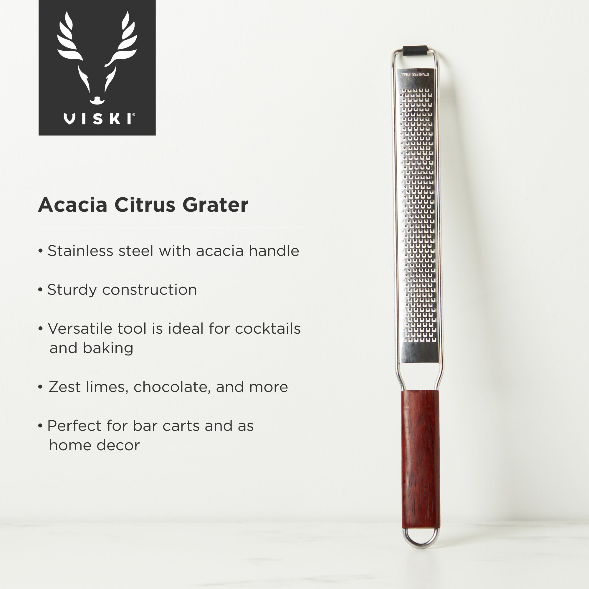 Premium Citrus Zester with Acacia Wood Handle - Perfect for Baking, Cocktails & Garnishing - Kitchen Essential for Chefs & Home Cooks