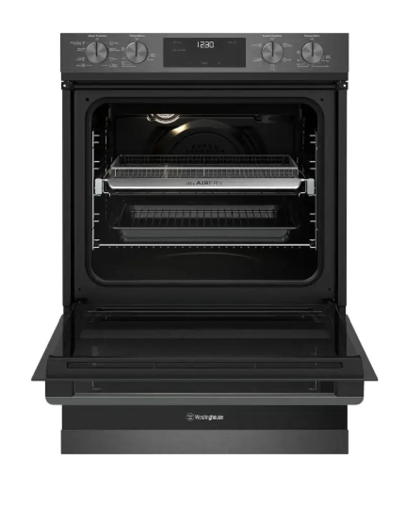 Westinghouse WVE6526DD 60cm Multi-Function 8-in-1 Oven with Air Fryer - Dark Stainless Steel | Perfect for Baking, Roasting & Air Frying in Small Kitchens