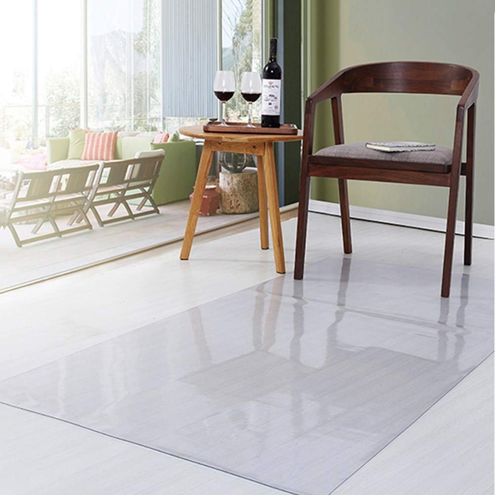 HYCH Round Plastic Chair Mat for Hardwood Floors - Non-Slip, Oil-Proof PVC Transparent Floor Protector (1.5mm Thick, 47 Inches) - Perfect for Home Office, Dining Room & Hard Surface Floor Protection