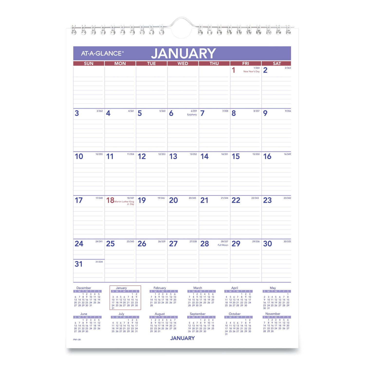 AT A GLANCE® 2025 Monthly Wall Calendar - 8 x 11 Inches with Ruled Daily Blocks, White Sheets | January to December | Perfect for Office, Home & School Organization