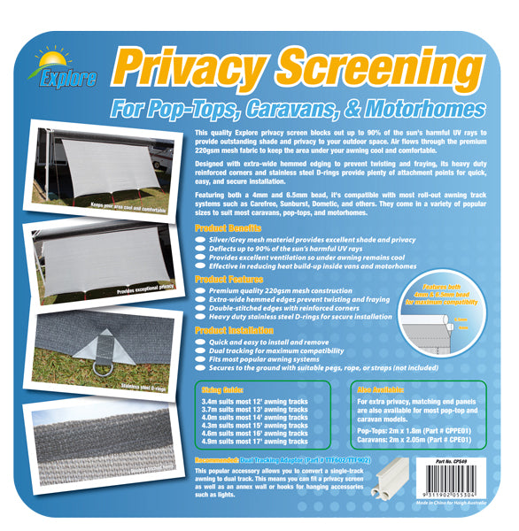 Caravan and RV Motorhome Privacy Screen 4.0m x 1.8m - Blackout Shade for Windows & Doors - Perfect for Camping, Road Trips & Outdoor Adventures
