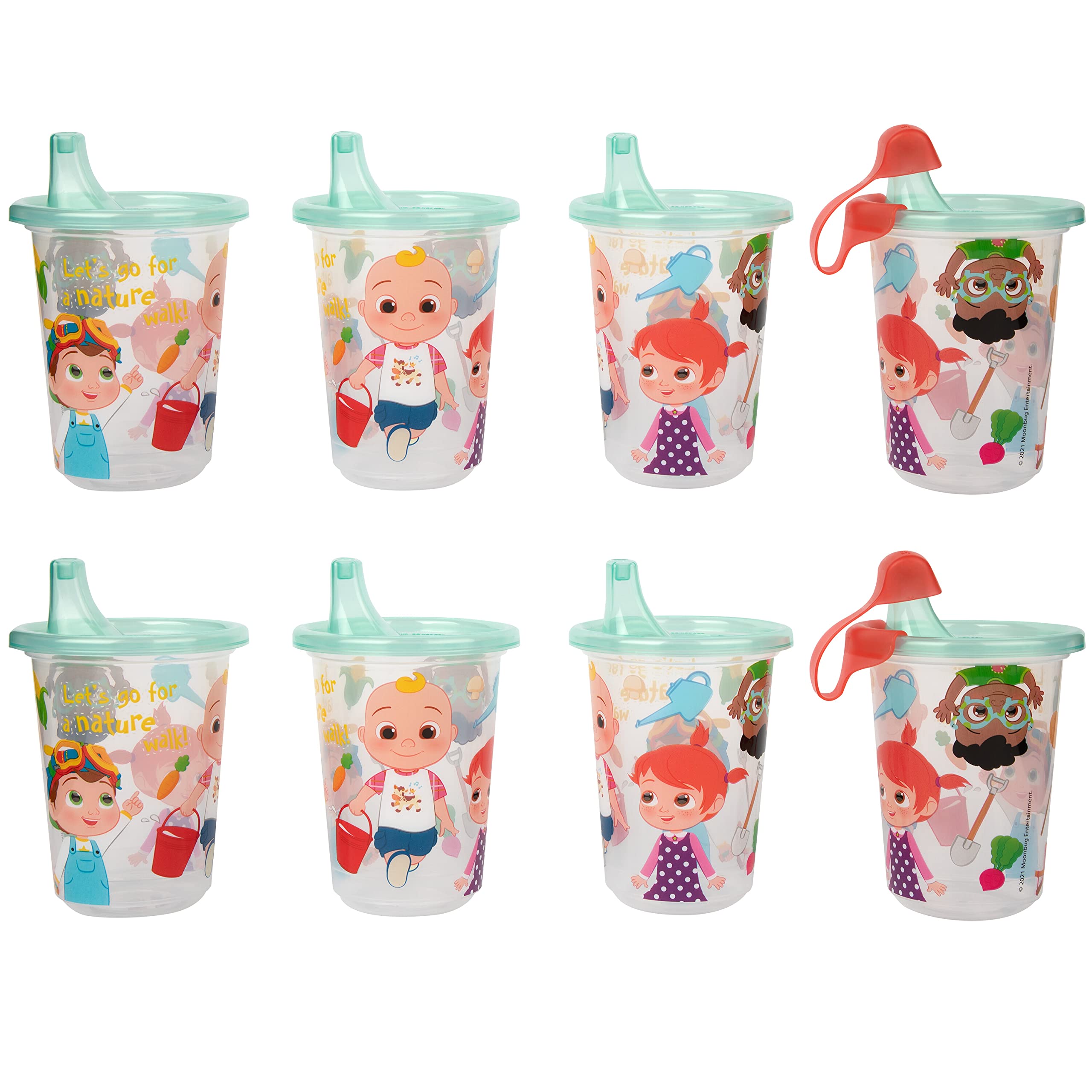 The First Years Cocomelon Take & Toss Toddler Sippy Cups - 10oz Spill-Proof Baby Cups with Snap-On Lids & Travel Caps - BPA-Free Kids Drinking Cups for Home, Daycare & Travel - 8-Pack Cocomelon Party Supplies