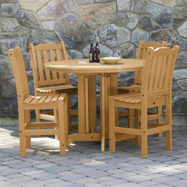 Lehigh 5-Piece Round Counter Height Recycled Plastic Outdoor Dining Set - Patio, Deck, Garden, or Backyard Furniture for Casual Entertaining