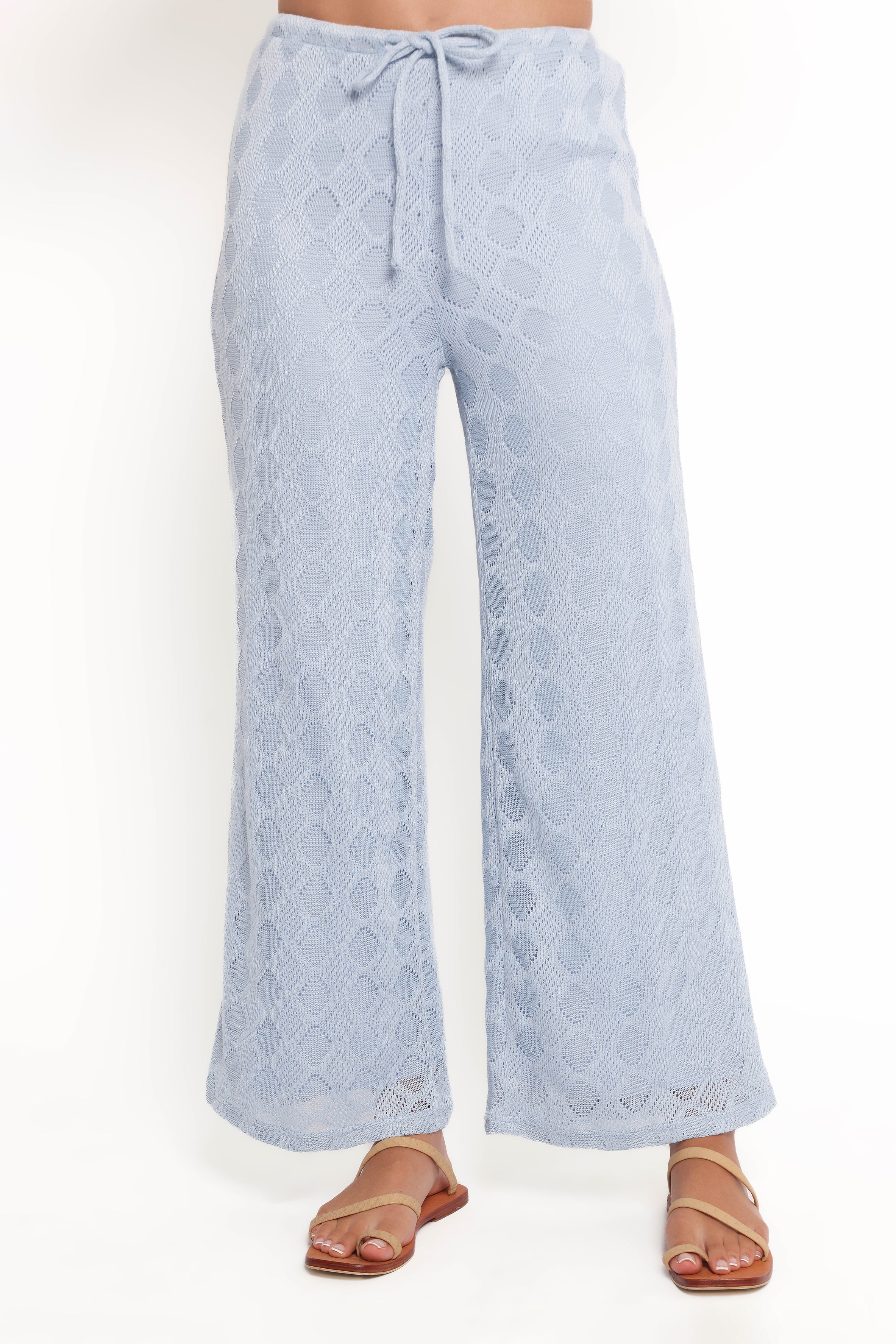 Stylish Cora Knit Pants for Women - Soft Blue Comfort Stretch Trousers | Perfect for Casual Wear, Office & Lounge