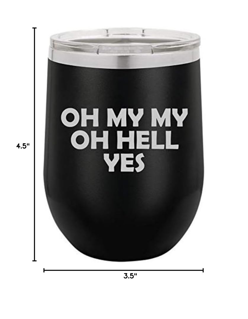 12 oz Double Wall Vacuum Insulated Stainless Steel Stemless Wine Tumbler - Insulated Coffee Travel Mug with Lid & Leakproof Design - Perfect for Hot/Cold Beverages, Office, Commuting & Outdoor Activities (Black)