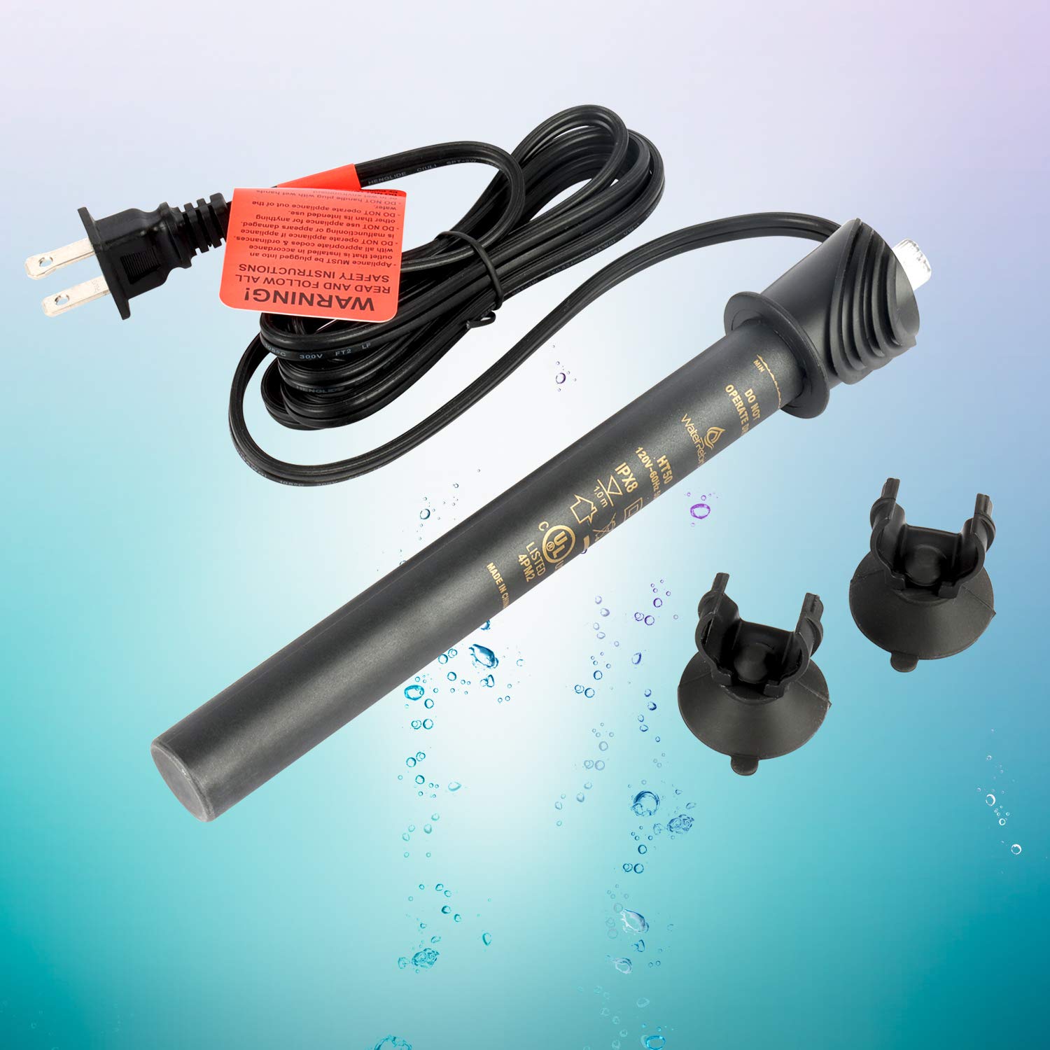 HT50 Submersible Aquarium Heater 50W - Adjustable Fish Tank Water Heater for Freshwater & Marine Tanks - Perfect for Tropical Fish, Turtles & Aquatic Pets - Ideal for Home Aquariums & Fish Breeding