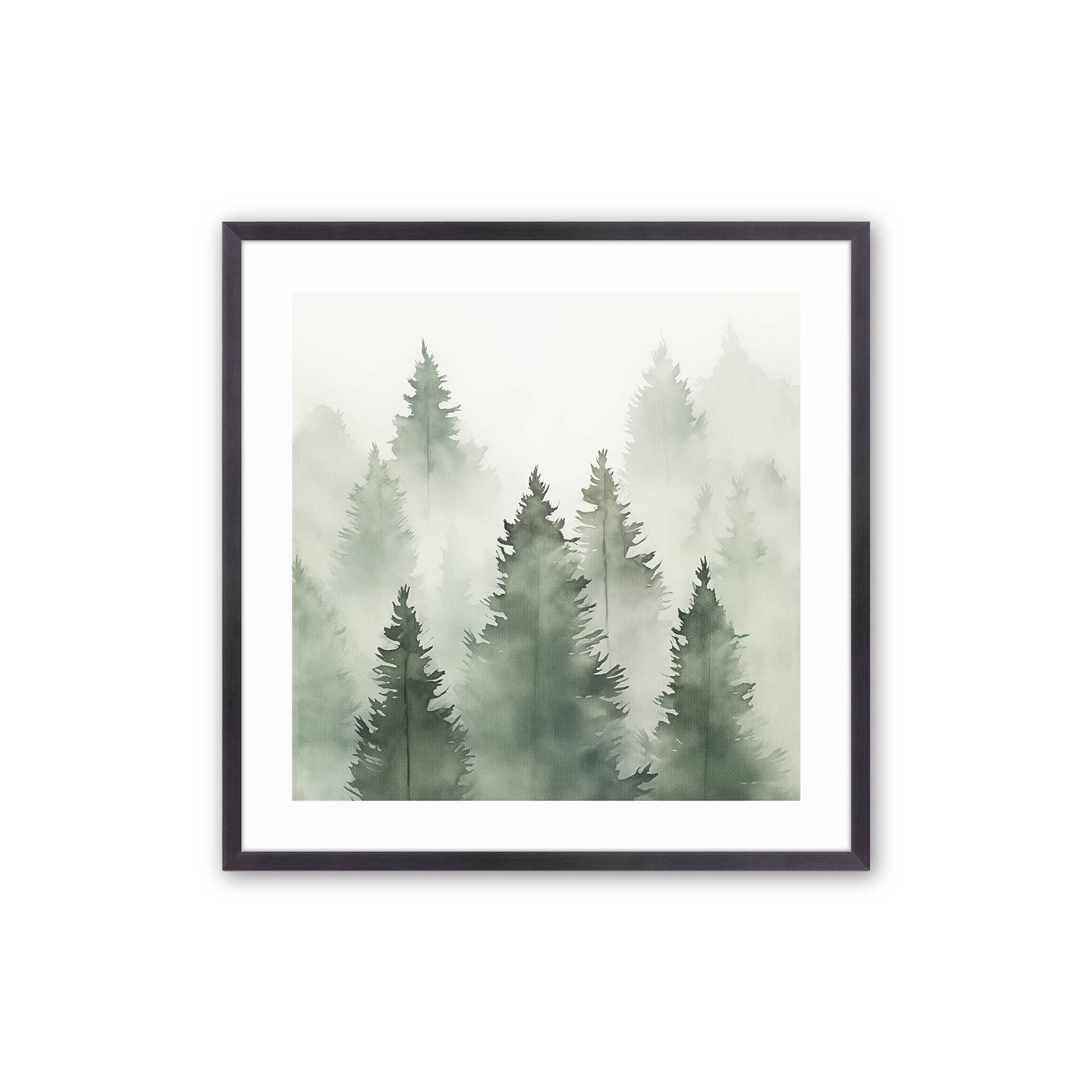 Green Haze Woodland Wall Art - Set of 3 Framed Nature Prints for Living Room, Bedroom & Office Decor | Forest Landscape Paintings | Ready to Hang Home Decoration