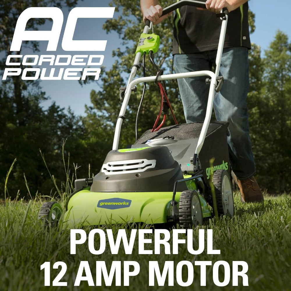 Greenworks 25022 12 Amp Corded 20 Inch Lawn Mower - Powerful Electric Lawn Mower for Small to Medium Yards | Perfect for Home Lawn Care & Landscaping